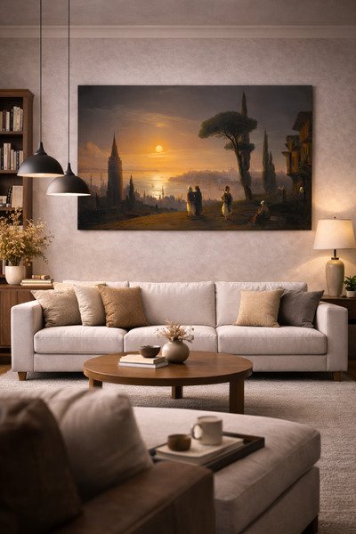 Artease Ay Işığında Galata Kulesi (1845) Kanvas Tablo