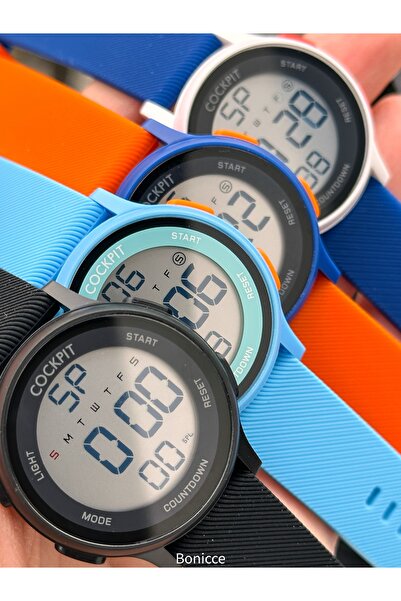 Cockpit Brand Water Resist, Alarm, Lighted, Black Silicone Strap Digital Spor...