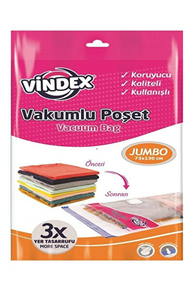 Vindex Vakumlu Poşet Jumbo Tekli 73*130 Cm - Turuncu