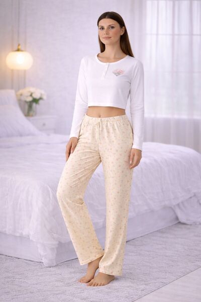 GAMDELLE MODA Women's Patterned Corded Fabric Pajama Bottoms