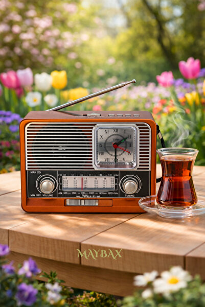 OWWOTECH Nostalji Bluetooth Hoparlör Led Işıklı Saatli Fm Radyolu Sd Kart Ve ...