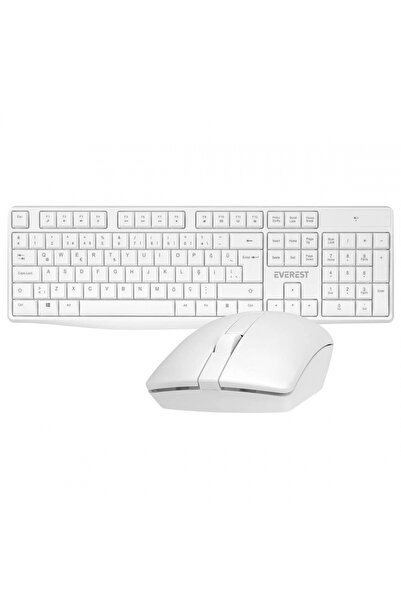 Everest KM-7500 Beyaz Kablosuz Q Multimedia Klavye + Mouse Set TR Q