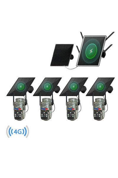 Taggo Sistem de supraveghere cu 4 camere, panou solar 4G + router cu panou so...