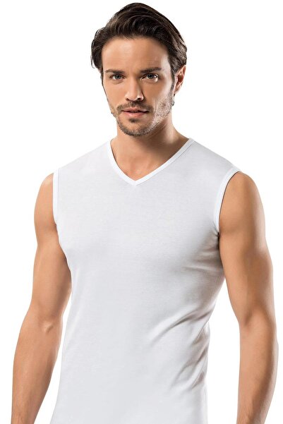 Erdem Men's Ribbed Sleeveless V-Neck Undershirt Athlete 1196 - 3 Pieces