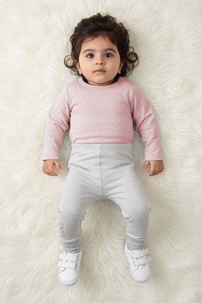 Overkids بنطال ضيق هيذر سهل الارتداء للبنات الصغار، رمادي