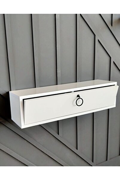 DİİZY HOME 60 cm Beyaz Kapaklı Dresuar Salon Antre Hol Oturma Odası Askıda Ku...