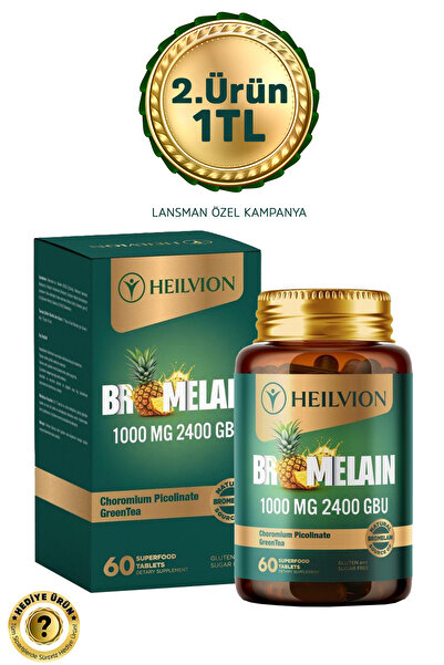 HEILVION Bromelain 1000 MG 2400 GDU (Bromelain, Yeşil Çay, Krom) İçeren Takvi...