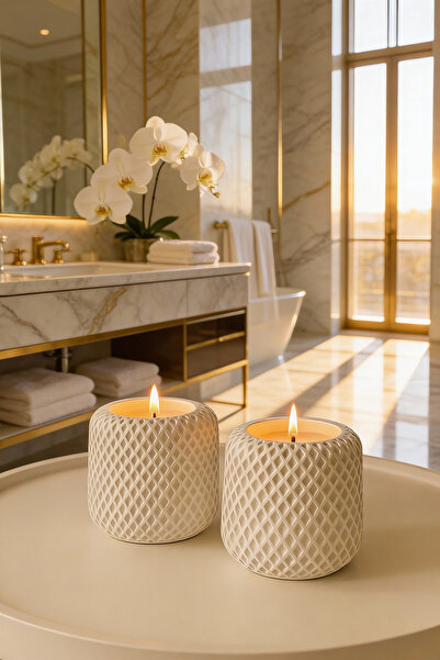 Ftrk Store El Yapımı Seramik Kokulu Mum – Vanilya Aromalı, Dekoratif Salon ve...