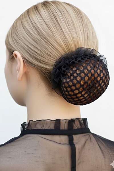 CAŞ DEKORASYON Μαύρη πόρπη με διχτυωτό κορδόνι