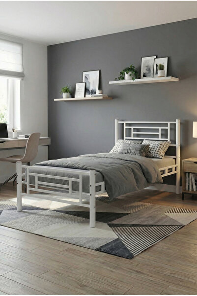 Decofer Agora Tek Kişilik Beyaz Metal Karyola