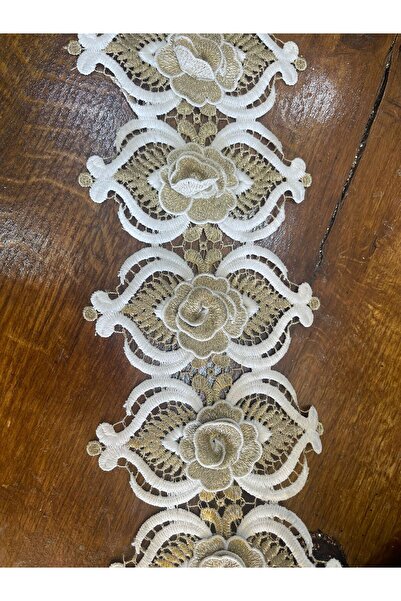 Gönülden Tasarım 15 cm de lățime, brodat, cu flori în relief, bordură cu pang...