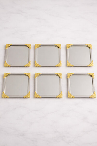 YzHome 6-Piece Metal Square Rose Model Presentation Serving Tray Tray 22cm