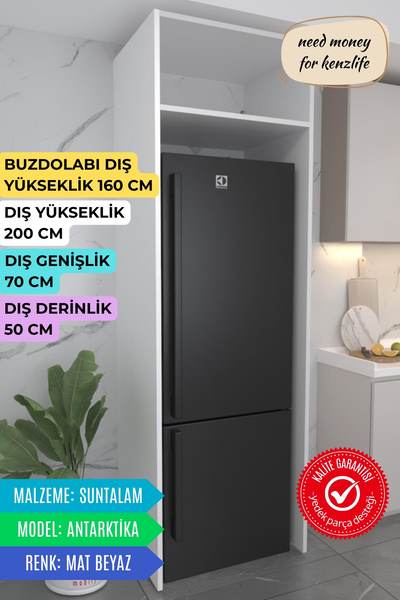 Kenzlife buzdolabı derin dondurucu dolabı modülü antarktika beyaz 200*070*50 ...