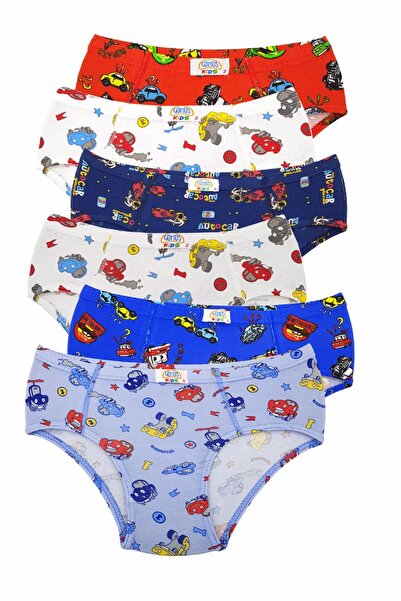 GÜMÜŞ Slip cu model imprimat Lycra pentru băiat 3090- 6 bucăți