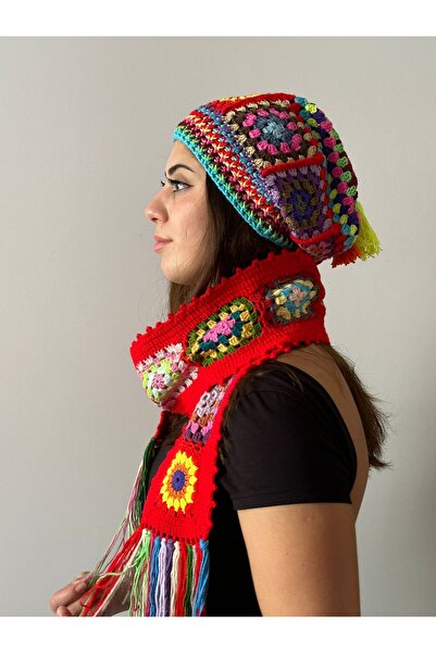 Gönülden Tasarım Set de eșarfe etnice pentru femei tricotate manual