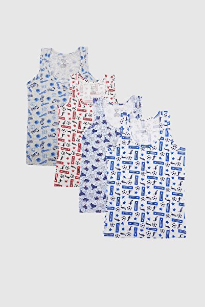 Sedef Yıldızı Boy's Empire Patterned Undershirt 1086 - 6 Pieces