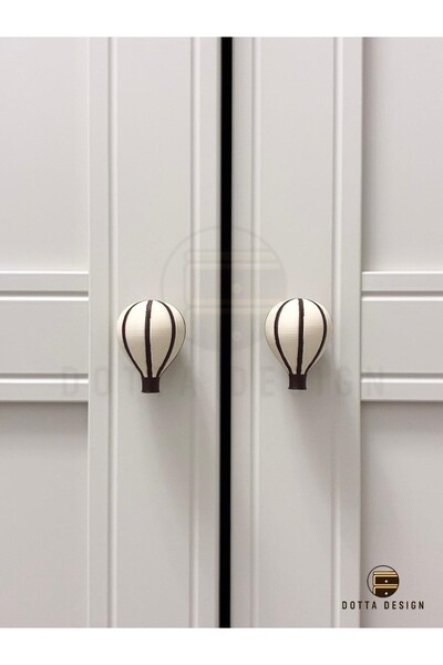 Dotta Design Çocuk Odası Kulpları - Bej&Kahve Çizgili Balon Kulp (Tekli)