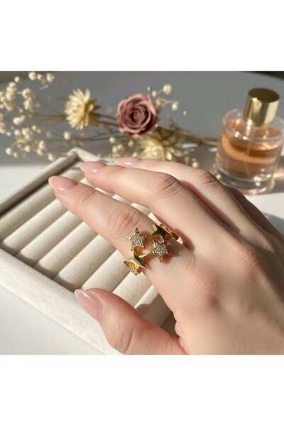 mosmoda Gold Yıldızlar Yüzük Ayarlanabilir