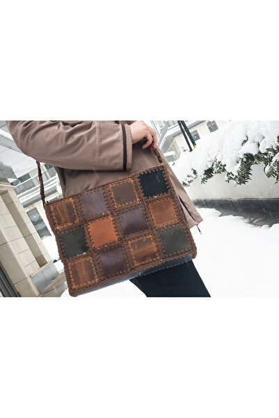 GERMANICIA LEATHER CRAFT GLC-Mozaik,Deri Çanta, Geleneksel Model Çanta, El Ör...