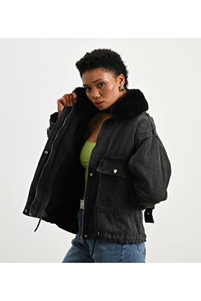 Veto Jeans Yakası Kürklü Kot Mont