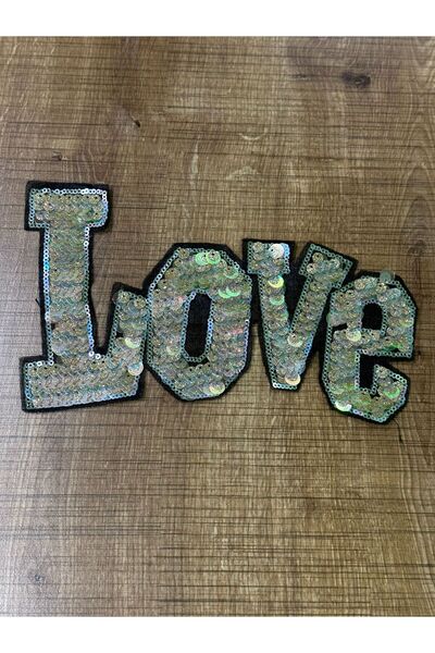 Gönülden Tasarım 22x13 Cm Pul Payetli Love Yazılı Arma Dikiş Aplike