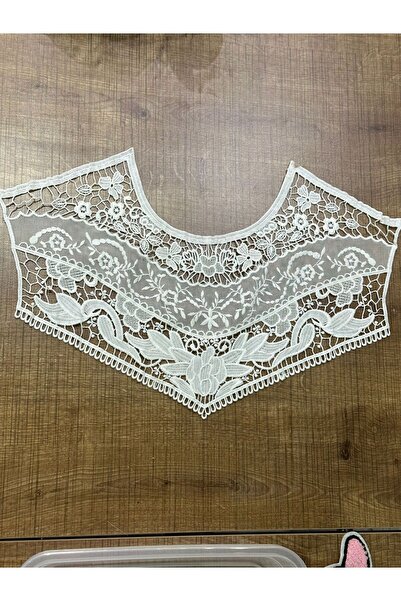 Gönülden Tasarım 41x17 Cm Güpür Beyaz Elbise Yaka Dikiş Aksesuarı