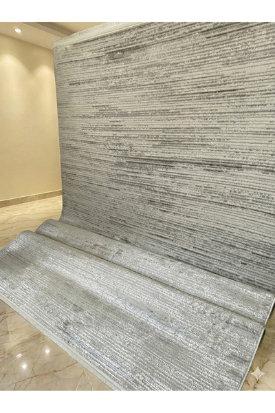 Deffino home Krem Gri Parlak İnce Sık Bambu Dokuma Kaymaz Salon Koridor Oturm...