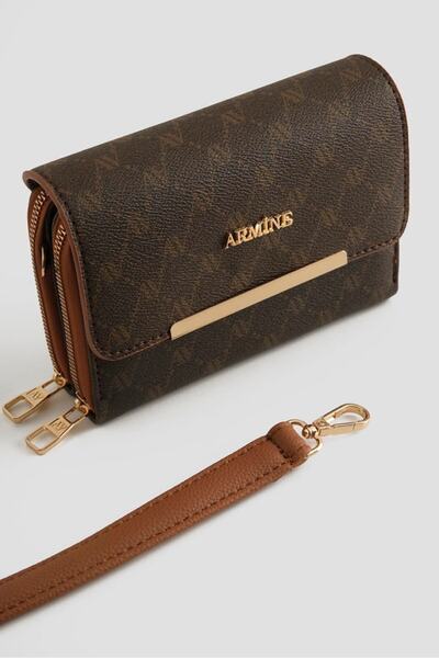 Armine Kadın Kahverengi Noktalı Orta Boy Çapraz Askılı El & Omuz Çantası 381