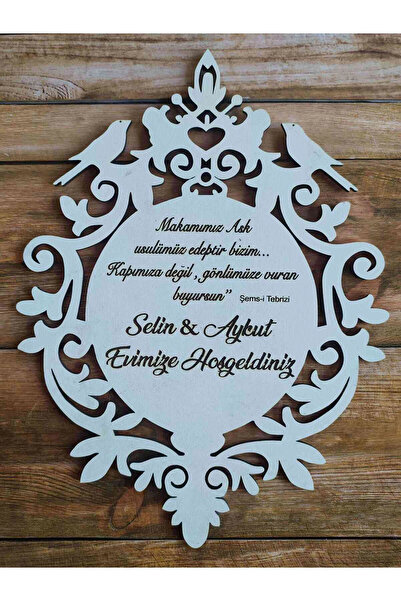 RetroLazer Kapı süsü İsimli Kasnak, Makrome 40 cm