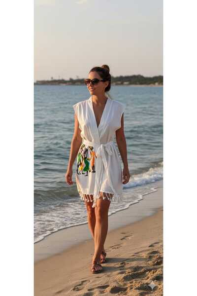 Nevin Acar Rochie halat de baie de plajă cu imprimeu de lux Afro Peshtemal