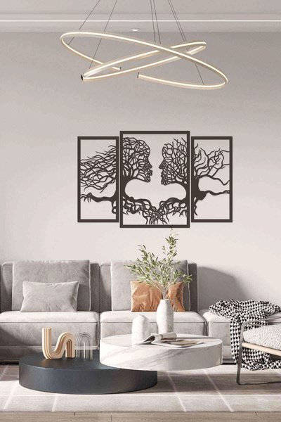 RetroLazer Kök Insan Ağacı Figürü Duvar Dekoru Siyah Ahşap Lazer Mdf