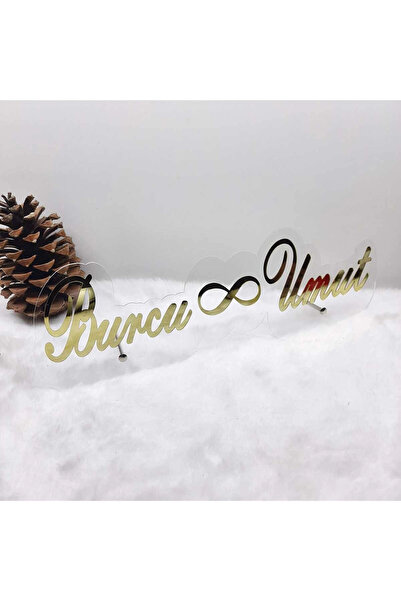 RetroLazer 40X13 CM MASAÜSTÜ PLEKSİ İSİMLİK SÖZ NİŞAN KINA GOLD