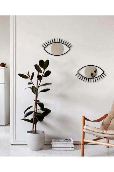 RetroLazer Göz Aynalı Dekoratif Pleksili Duvar Tablosu Siyah Ahşap Lazer Mdf