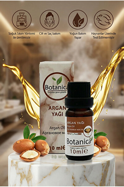 botanica %100 Saf Soğuk Sıkım Argan Yağı 10 ml - Yıpranmış Saç Onarıcı ve Yaş...