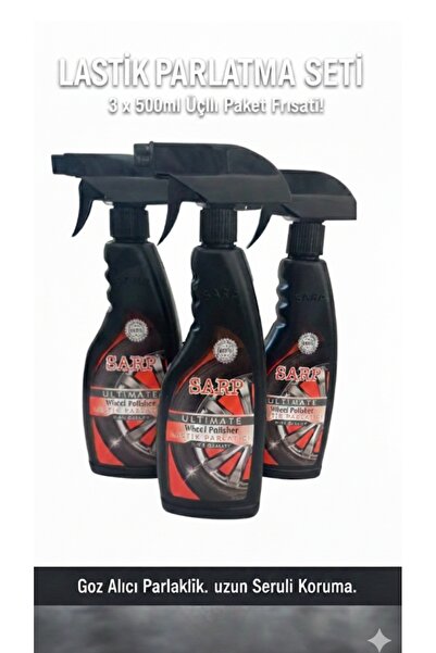 Sarp Oto Bakım Otomobil Araç Araba Lastik Parlatıcı 3x500 ml
