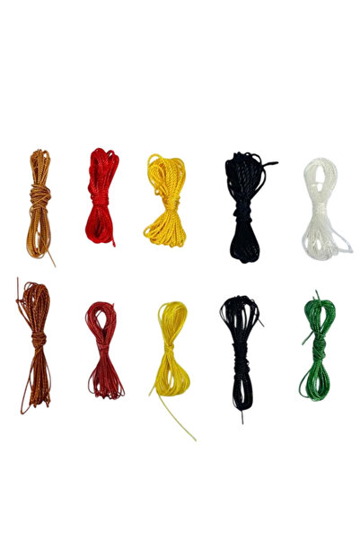 Gülistan Karışık Renk, İnceli Ve Kalınlı Tesbih İpi...Üçer Metrelik On Adetti...