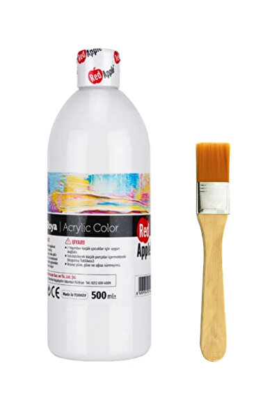 ACUTO Beyaz Akrilik Boya 500 Gram Zemin Fırça Ahşap Boyama Seti Akrilik Set