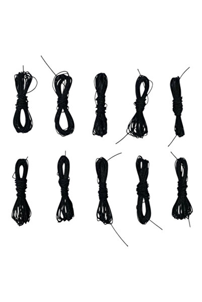 begün سلسلة مسبحة رفيعة باللون الأسود..3 متر 10 قطع من حبل النايلون.. سلسلة م...