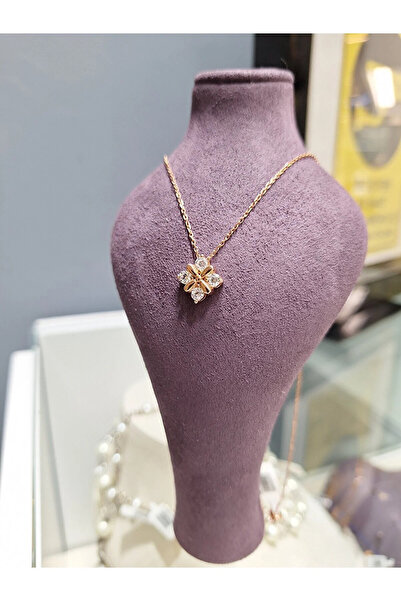 Swaroski Taşlı Kartanesi Desen 925 Ayar Gümüş Kadın Kolye (İthal Ürün)