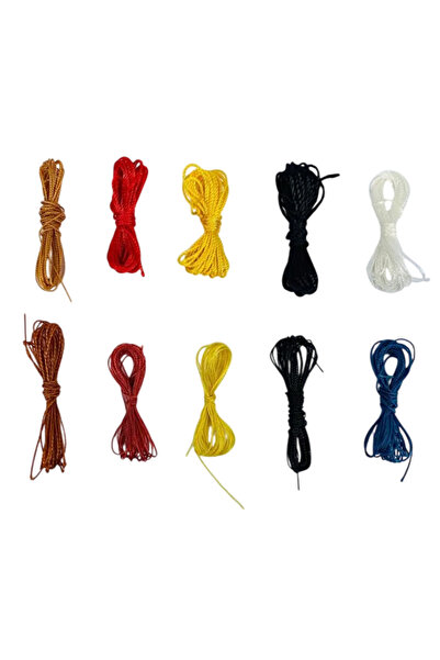 Gülistan Karışık Renk, İnceli Ve Kalınlı Tesbih İpi...10'ludur...10 Adet 3 Me...