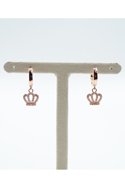 Swaroski Taç Desenli Zirkon Taşlı 925 Ayar Gümüş Kadın Küpe (İthal Ürün)