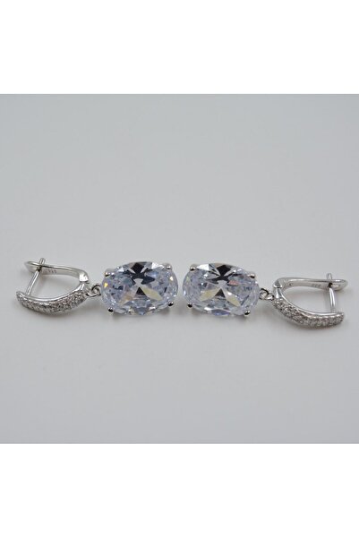 Swaroski Beyaz Zirkon Taşlı 925 Ayar Gümüş Kadın Küpe (İthal Ürün)