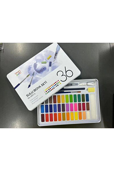 Craft and Arts 36 Renk Suluboya Seti - Fırça, Su Kalemi, Sünger ve Akrilik Be...