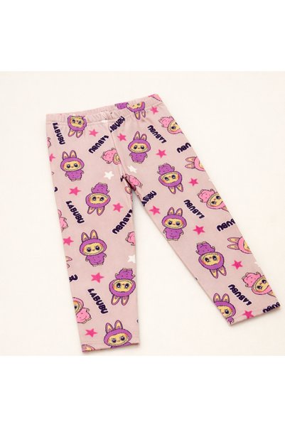 Babexi Labubu Patterned Girls' Leggings – Soft Cotton, Flexible Waist (1-4 Years)