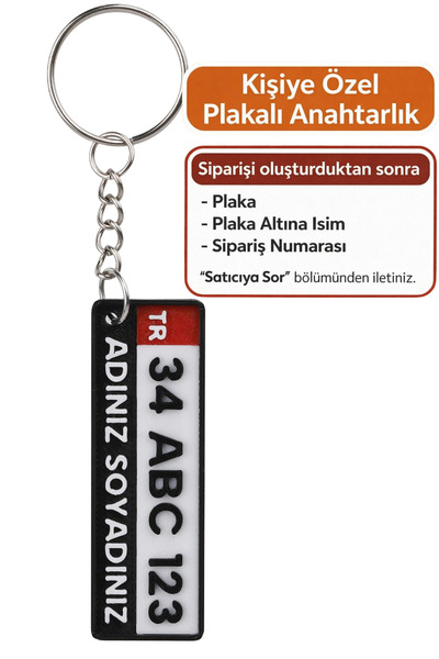 lina hobby Kişiye Özel Plaka Anahtarlık - İsimli ve Plakalı Araç Anahtarlığı
