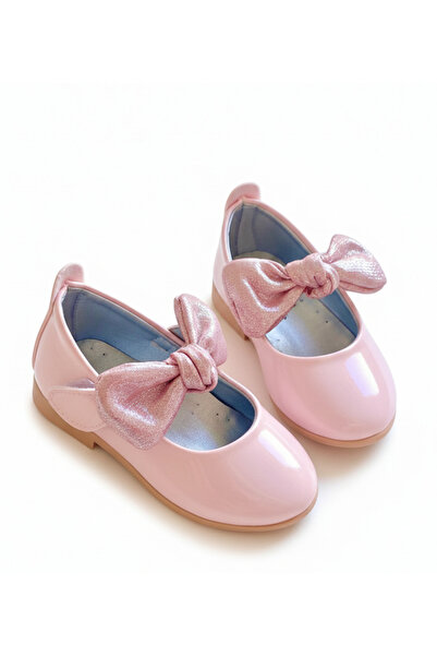 p papuccum ortopedi çocuk ayakkabıları Girl's Powder Patent Leather Bowknot N...