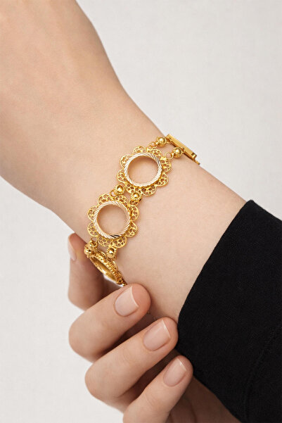 Bilezikci 14 Ayar 5 Çeyreklik Çerçeve Altın Bileklik