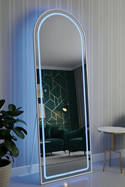 ESEN HOMEE Beyaz Çerçeveli Mavi Ledli Oval Boy Aynası 60x180 cm