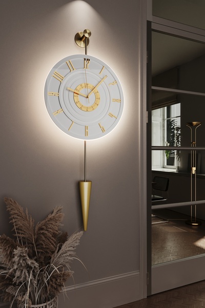 MetaQuartz Aksesuar GOLD - Galileo - Elegant Series Ledli Duvar Saati