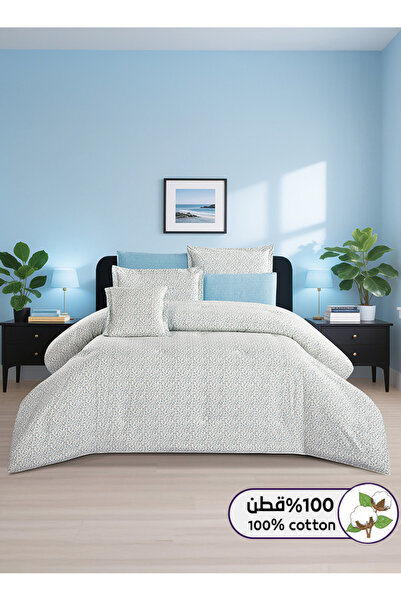 Melen طقم مفرش سرير صيفي مزدوج قطن 100% - 8 قطع – يناسب سرير بمقاس 200x200 - ...